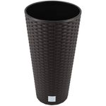 Casa si Gradina - Gradinarit si plante - Plante si ghivece - Ghivece si suporturi - Ghiveci decorativ de flori, imitatie ratan, rotund, inalt, maro, 40x76.3 cm - Infinity.ro