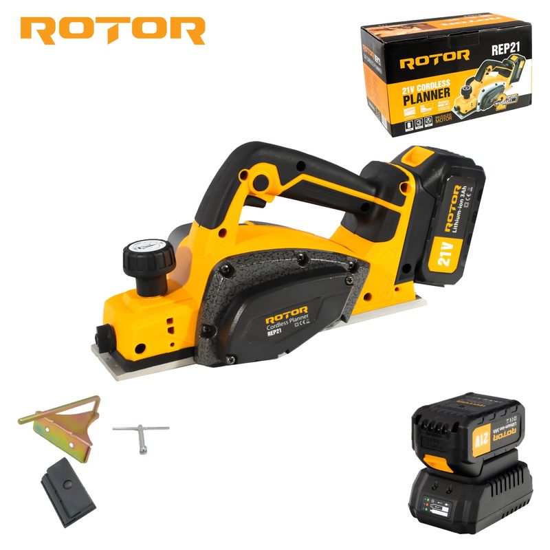 Casa si Gradina - Constructii - Scule electrice si accesorii - Rindele electrice - Rindea pe acumulator ROTOR REP21, 21V/3Ah, 500 W, 16000 rot/min ,Brushless - Infinity.ro