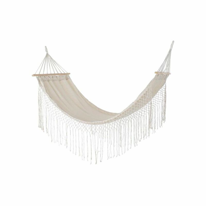 Casa si Gradina - Mobilier - Mobilier copii - Balansoare, leagane si hamace - Hamac DKD Home Decor Bej Poliester Bumbac Pin Franjuri (280 x 100 x 130 cm) - Infinity.ro