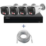 Casa si Gradina - Electrice - Smart Home - Camere de supraveghere - Kit supraveghere Dahua 4 camere 4MP Microfon PoE lentila 2.8mm IR 40m Lumina Alba 30m, NVR 4 canale PoE 8MP si cablu UTP - Infinity.ro