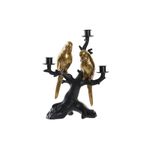 Casa si Gradina - Decoratiuni - Aromaterapie si lumanari - Suporturi lumanari - Candelabru DKD Home Decor Negru Auriu* Rasina Papagal Tropical 22,5 x 13 x 29,5 cm - Infinity.ro