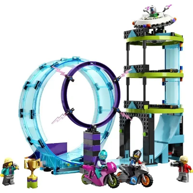 Jucarii, Copii si Bebe - Jucarii si jocuri - Seturi de constructie si cuburi - Seturi de constructie - Lego City Provocarea suprema de cascadorii pe motocicleta - Infinity.ro