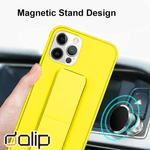 Laptop, Telefoane si Tablete - Telefoane mobile si accesorii - Accesorii Telefoane - Huse telefoane - Husa pentru iPhone 12 Pro Max, Dalip Silicon Stand Grip PRO, Galben - Infinity.ro