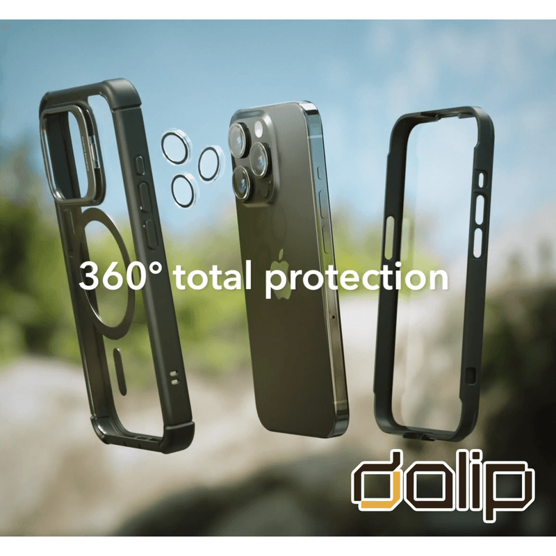 Laptop, Telefoane si Tablete - Telefoane mobile si accesorii - Accesorii Telefoane - Huse telefoane - Husa pentru Apple iPhone 15 Pro, Dalip Landscape Suport 360, Silicon, Negru-Transparent - Infinity.ro