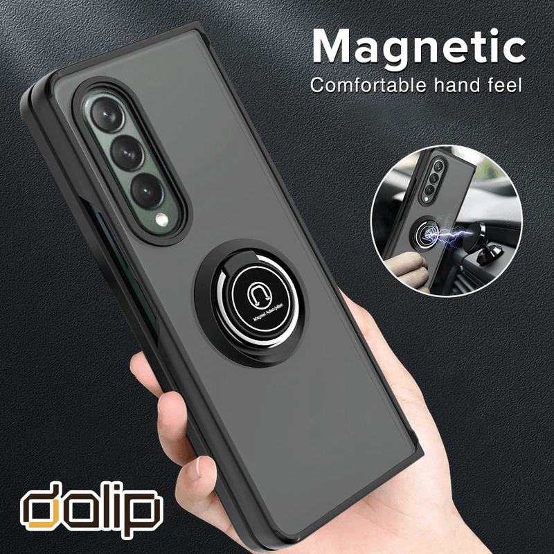 Laptop, Telefoane si Tablete - Telefoane mobile si accesorii - Accesorii Telefoane - Huse telefoane - Husa pentru Samsung Galaxy Z Fold 3 5G, Dalip MIL STD Mag Ring, HQ TPU, Negru - Infinity.ro