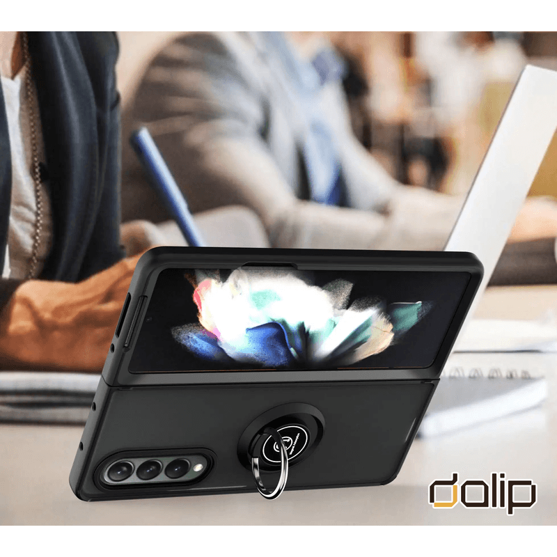 Laptop, Telefoane si Tablete - Telefoane mobile si accesorii - Accesorii Telefoane - Huse telefoane - Husa pentru Samsung Galaxy Z Fold 3 5G, Dalip MIL STD Mag Ring, HQ TPU, Negru - Infinity.ro