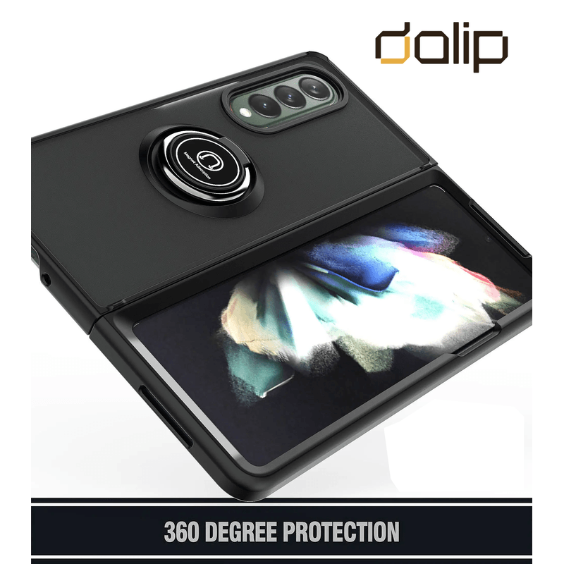 Laptop, Telefoane si Tablete - Telefoane mobile si accesorii - Accesorii Telefoane - Huse telefoane - Husa pentru Samsung Galaxy Z Fold 3 5G, Dalip MIL STD Mag Ring, HQ TPU, Negru - Infinity.ro