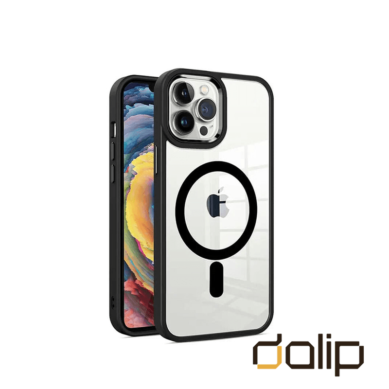 Laptop, Telefoane si Tablete - Telefoane mobile si accesorii - Accesorii Telefoane - Huse telefoane - Husa pentru Apple iPhone 13 Pro, Dalip Magsafe Charge, Silicon Ultra Clear, Negru-Transparent - Infinity.ro