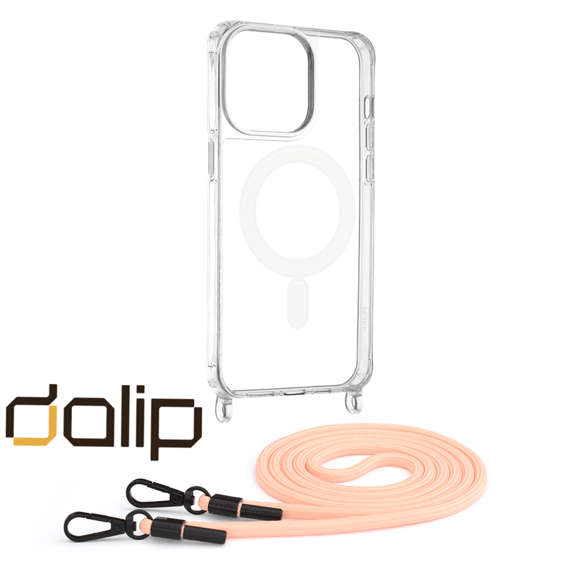 Laptop, Telefoane si Tablete - Telefoane mobile si accesorii - Accesorii Telefoane - Huse telefoane - Husa pentru Apple iPhone 15 Pro Max, Dalip Power Xbon, Silicon, snur roz, Transparent - Infinity.ro