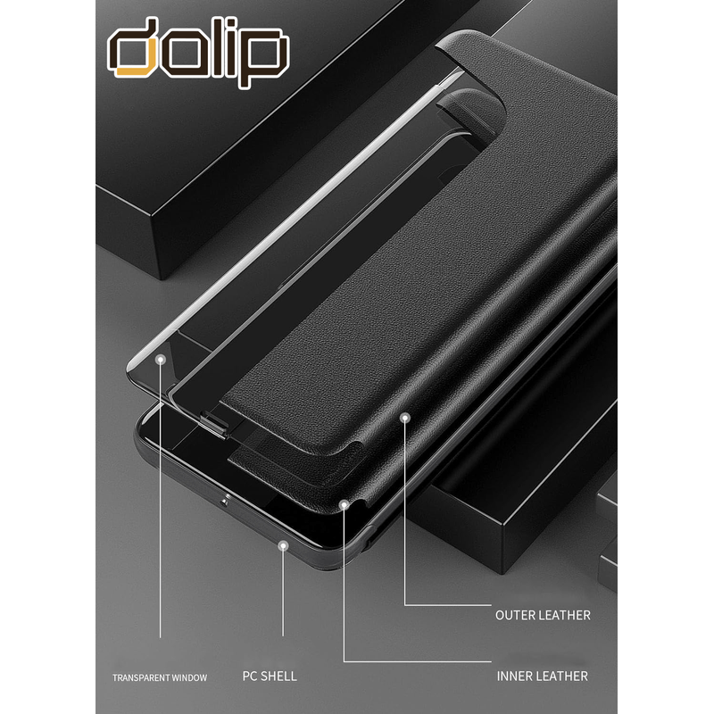 Laptop, Telefoane si Tablete - Telefoane mobile si accesorii - Accesorii Telefoane - Huse telefoane - Husa Flip pentru Huawei P20 Pro, Dalip Split Mad View, Piele Ecologica Ultra Rezistenta, Negru - Infinity.ro