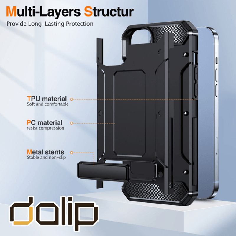 Laptop, Telefoane si Tablete - Telefoane mobile si accesorii - Accesorii Telefoane - Huse telefoane - Husa pentru Samsung Galaxy A14 4G / A14 5G, Dalip Boost Hybrid Armor Kickstand, Negru - Infinity.ro