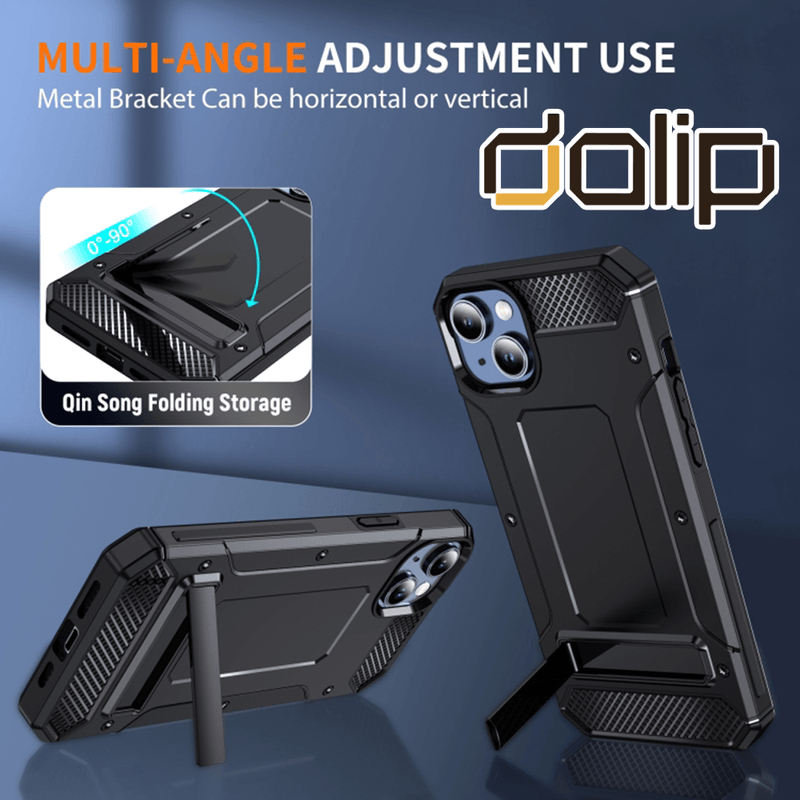 Laptop, Telefoane si Tablete - Telefoane mobile si accesorii - Accesorii Telefoane - Huse telefoane - Husa pentru Apple iPhone 14 Plus, Dalip Boost Hybrid Armor Kickstand, Negru - Infinity.ro