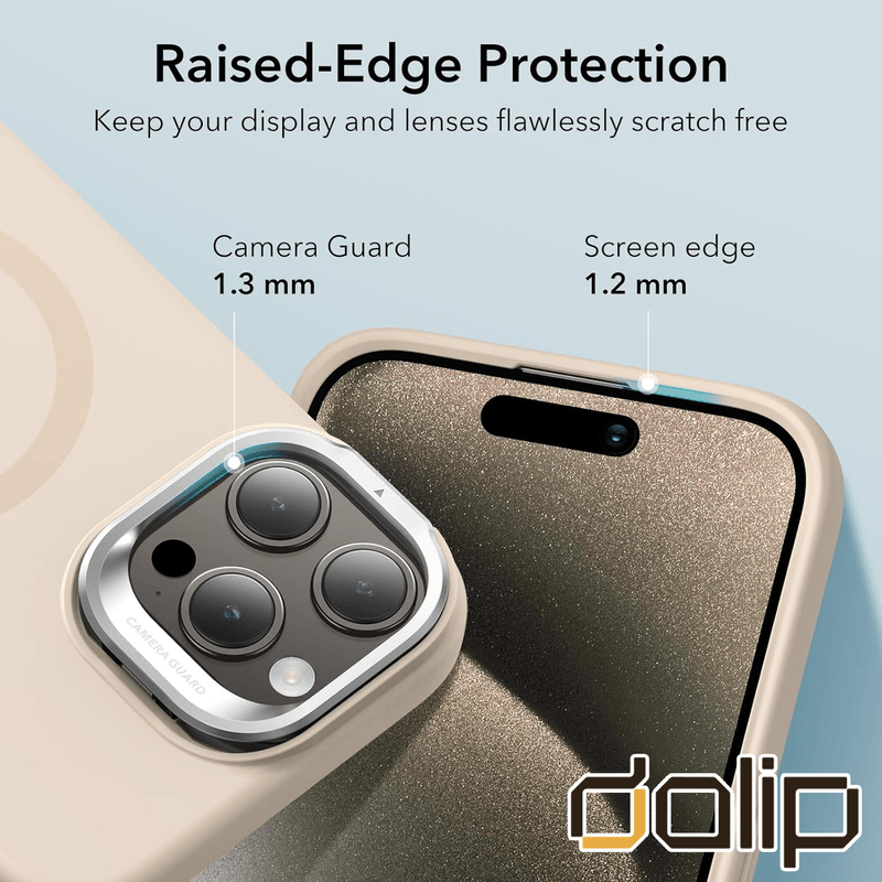 Laptop, Telefoane si Tablete - Telefoane mobile si accesorii - Accesorii Telefoane - Huse telefoane - Husa pentru Apple iPhone 15 Pro Max, Dalip Soft Landscape Suport, Silicon, Bej - Infinity.ro