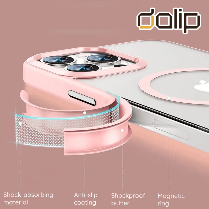 Laptop, Telefoane si Tablete - Telefoane mobile si accesorii - Accesorii Telefoane - Huse telefoane - Husa pentru Apple iPhone 15 Pro Max, Dalip Magsafe Charge, Silicon Ultra Clear, Roz-Transparent - Infinity.ro