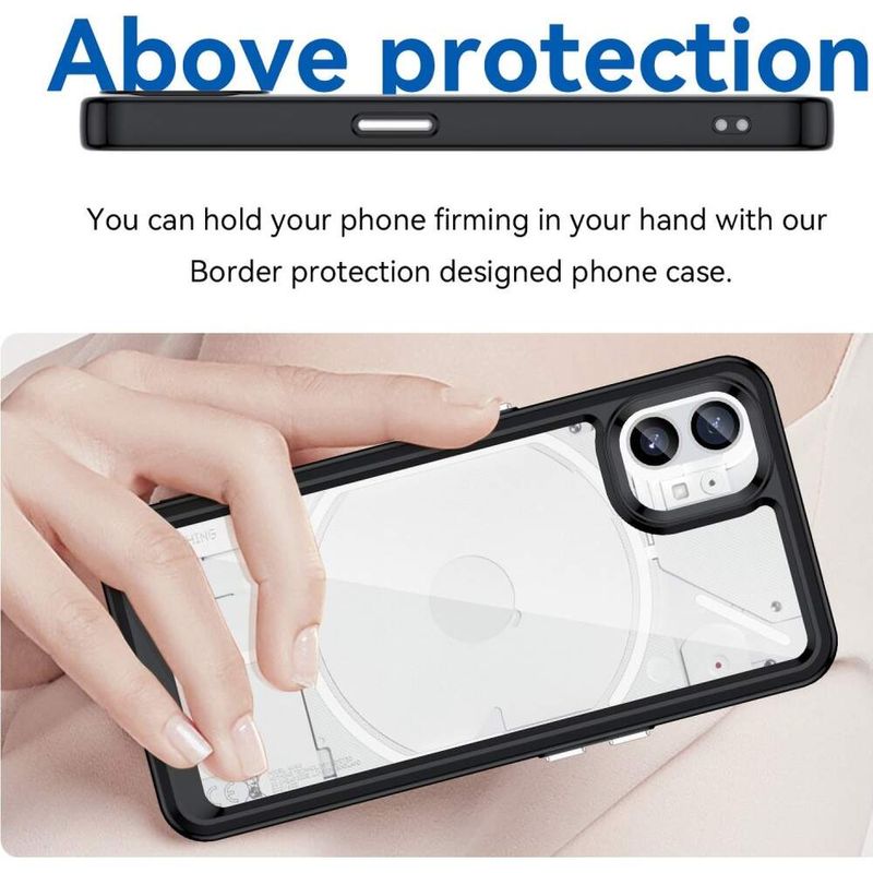 Laptop, Telefoane si Tablete - Telefoane mobile si accesorii - Accesorii Telefoane - Huse telefoane - Husa de protectie compatibila cu Nothing Phone 1 5G, Hybrid Hard Acrylic, TPU, Negru-Transparent - Infinity.ro