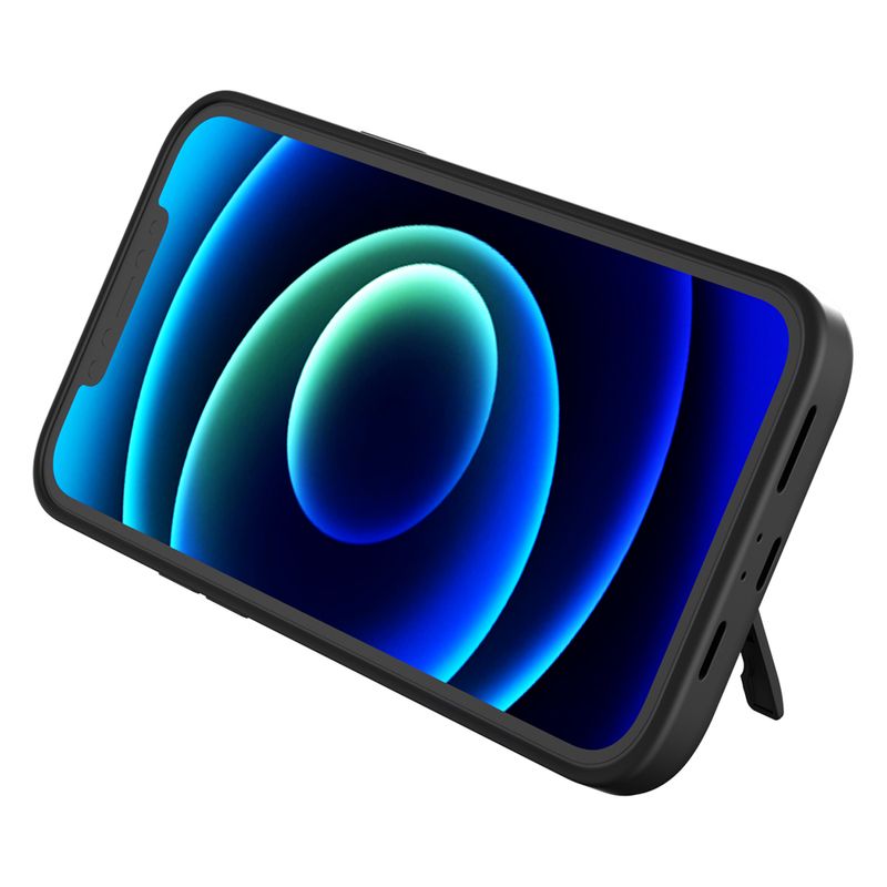 Laptop, Telefoane si Tablete - Telefoane mobile si accesorii - Accesorii Telefoane - Huse telefoane - Husa de protectie compatibila cu Apple iPhone 12/12 Pro, baterie 5000 mAh inclusa, cu stand, TPU, Negru - Infinity.ro