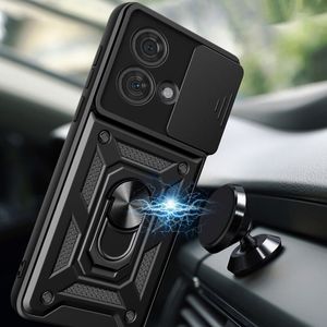 Husa de protectie compatibila cu Motorola Edge 40 Neo, CamShield Series, margini intarite, cu inel magnetic, TPU, Negru