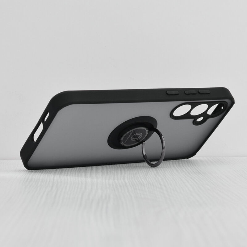 Laptop, Telefoane si Tablete - Telefoane mobile si accesorii - Accesorii Telefoane - Huse telefoane - Husa de protectie compatibila cu Samsung Galaxy A55 5G, Glinth, cu inel magnetic, TPU, Negru-Transparent - Infinity.ro