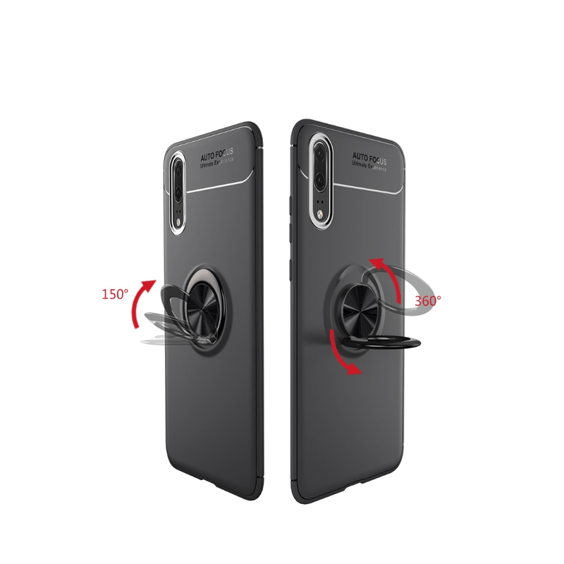 Laptop, Telefoane si Tablete/Telefoane mobile si accesorii/Accesorii Telefoane/Huse telefoane - Husa protectie compatibila cu Huawei P20 Pro, cu inel magnetic, TPU, Negru - Infinity.ro