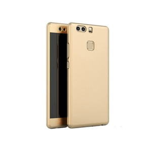Husa de protectie 360 compatibila cu Huawei P9 2016, folie de protectie inclusa, plastic, Auriu