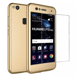 Husa de protectie 360 compatibila cu Huawei P9 2016, folie de protectie inclusa, plastic, Auriu