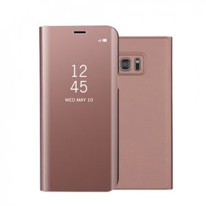 Husa de protectie flip cover compatibila cu Samsung Galaxy A5/Galaxy A8 2018, Clear View, Rose Gold