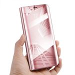 Laptop, Telefoane si Tablete - Telefoane mobile si accesorii - Accesorii Telefoane - Huse telefoane - Husa de protectie flip cover compatibila cu Samsung Galaxy A5/Galaxy A8 2018, Clear View, Rose Gold - Infinity.ro