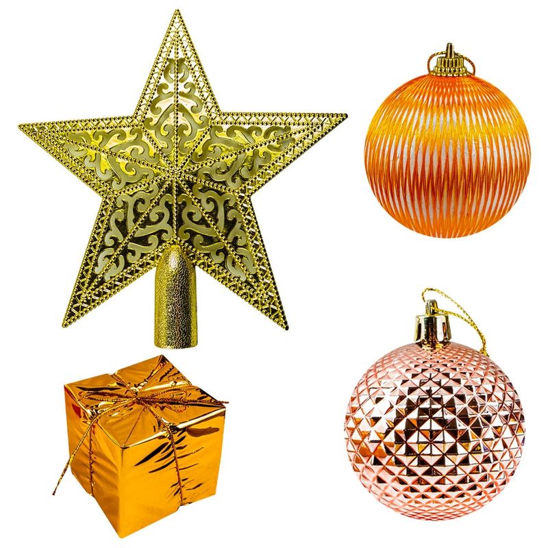 Casa si Gradina - Decoratiuni - Decoratiuni de sezon - Globuri pom Craciun, Portocalii, 26 buc/set - Infinity.ro