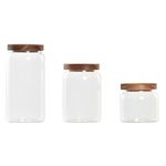 Casa si Gradina - Bucatarie si vesela - Organizare si depozitare bucatarie - Borcane si capace - Set de 3 tuburi DKD Home Decor Salcam Sticla borosilicata (1 L) (400 ml) (700 ml) (3 Piese) - Infinity.ro