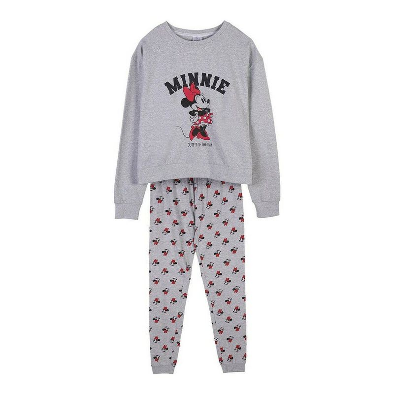 Fashion, accesorii si bijuterii - Femei - Lenjerie si pijamale femei - Pijamale femei - Pijama Minnie Mouse Femeie Gri,  XS - Infinity.ro