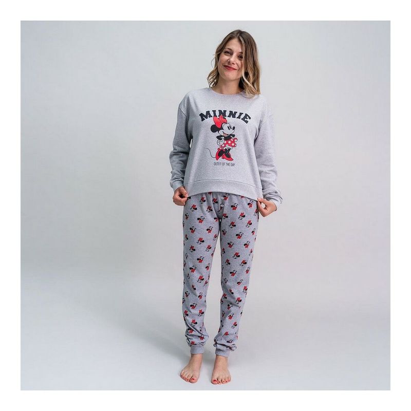 Fashion, accesorii si bijuterii - Femei - Lenjerie si pijamale femei - Pijamale femei - Pijama Minnie Mouse Femeie Gri,  XS - Infinity.ro