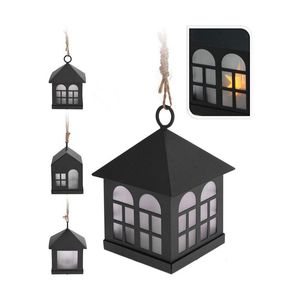 Felinar Decoration With Light Negru Metal