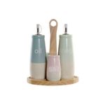 Casa si Gradina - Bucatarie si vesela - Organizare si depozitare bucatarie - Cutii alimentare - Set pentru asezonat DKD Home Decor 19 x 16 x 22,5 cm Albastru Roz Lemn de cauciuc Verde Gresie - Infinity.ro