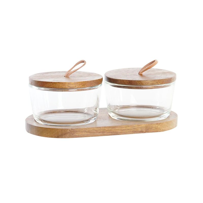 Casa si Gradina - Bucatarie si vesela - Organizare si depozitare bucatarie - Borcane si capace - Set de 2 tuburi DKD Home Decor 20,5 x 10,5 x 7 cm Geam Maro Transparent Salcam 240 ml - Infinity.ro