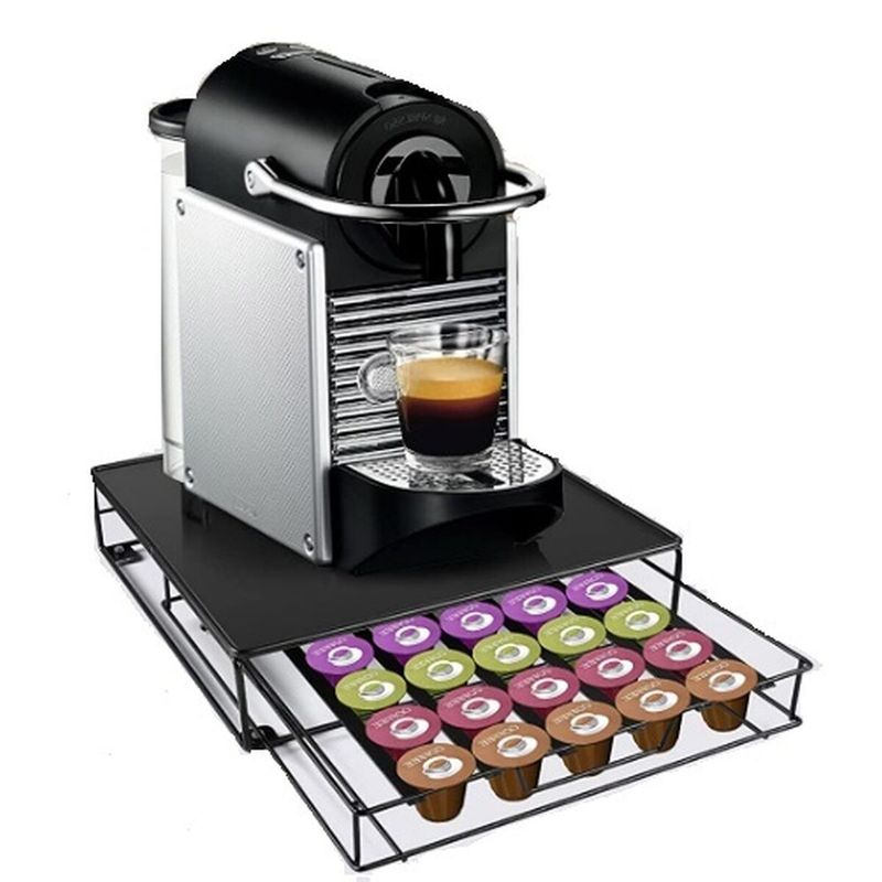 Electronice si Electrocasnice/Electrocasnice bucatarie/Preparare bauturi/Accesorii si consumabile aparate preparare bauturi - Organizator de capsule de cafea DKD Home Decor 28,7 x 32 x 7 cm Negru Metal - Infinity.ro