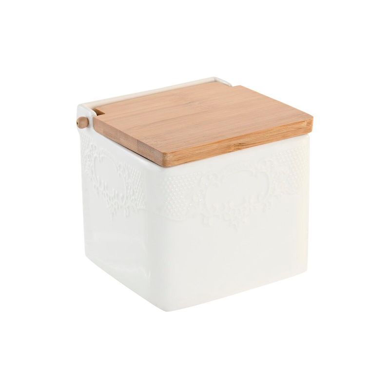 Casa si Gradina - Bucatarie si vesela - Organizare si depozitare bucatarie - Cutii alimentare - Solnita cu capac DKD Home Decor 10,5 x 9 x 9 cm Natural Portelan Alb - Infinity.ro