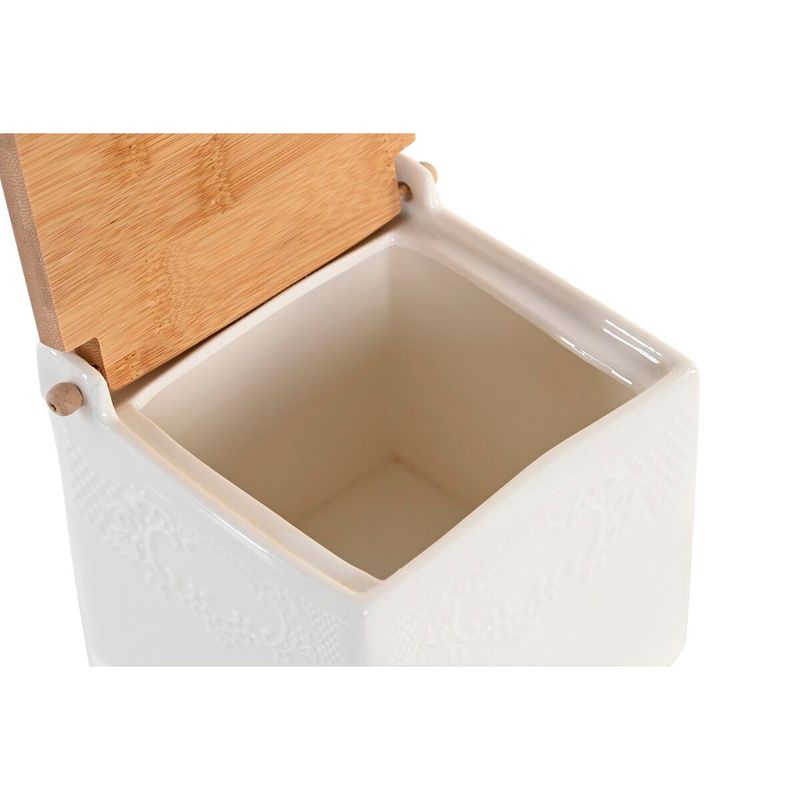 Casa si Gradina - Bucatarie si vesela - Organizare si depozitare bucatarie - Cutii alimentare - Solnita cu capac DKD Home Decor 10,5 x 9 x 9 cm Natural Portelan Alb - Infinity.ro