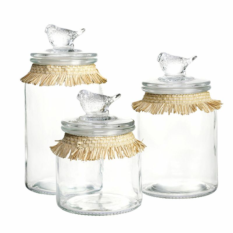 Casa si Gradina - Bucatarie si vesela - Organizare si depozitare bucatarie - Borcane si capace - Set de 3 tuburi DKD Home Decor 11 x 11 x 22 cm Geam Natural Transparent - Infinity.ro