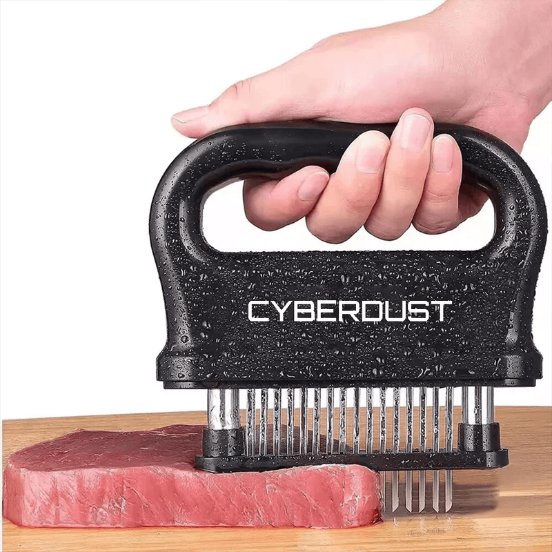 Casa si Gradina - Bucatarie si vesela - Ustensile bucatarie - Seturi ustensile de bucatarie - Dispozitiv de fragezit carne CYBERDUST, Otel inoxidabil, 48 de ace, Pentru vita, curcan, pui, friptura, vitel, porc - Infinity.ro