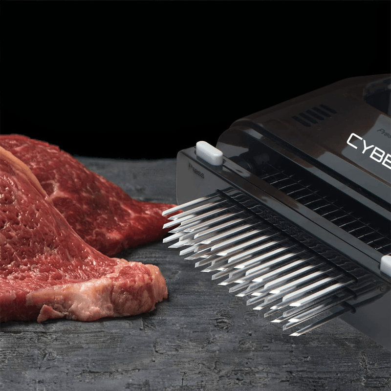 Casa si Gradina - Bucatarie si vesela - Ustensile bucatarie - Seturi ustensile de bucatarie - Dispozitiv de fragezit carne CYBERDUST, Otel inoxidabil, 48 de ace, Pentru vita, curcan, pui, friptura, vitel, porc - Infinity.ro