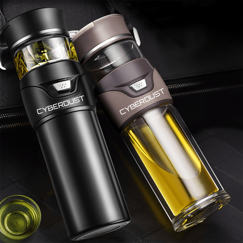 Casa si Gradina - Bucatarie si vesela - Vase pentru gatit - Ceainice si infuzoare - Infuzor de ceai CYBERDUST, Eco-friendly, Sticla dubla, Termos cu sita pentru ceai din otel inoxidabil - Infinity.ro