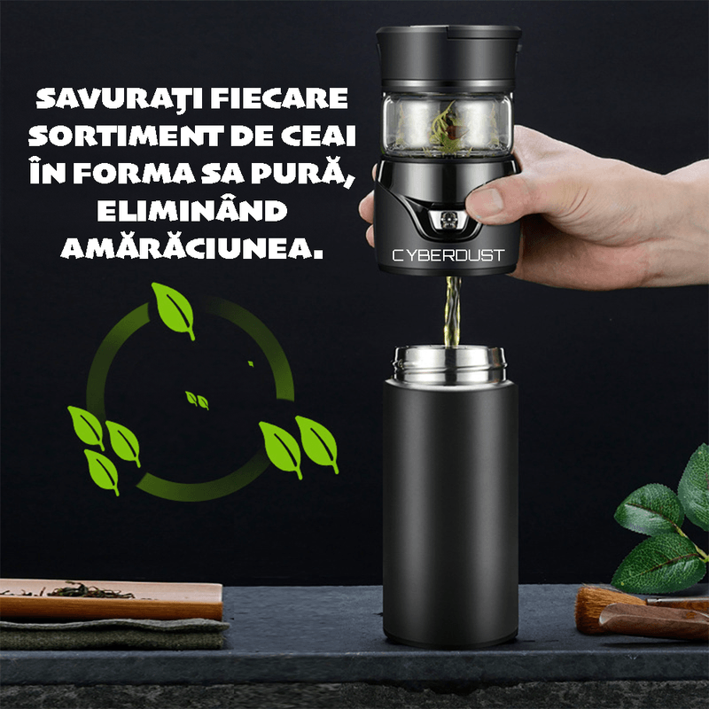 Casa si Gradina - Bucatarie si vesela - Vase pentru gatit - Ceainice si infuzoare - Infuzor de ceai CYBERDUST, Eco-friendly, Sticla dubla, Termos cu sita pentru ceai din otel inoxidabil - Infinity.ro