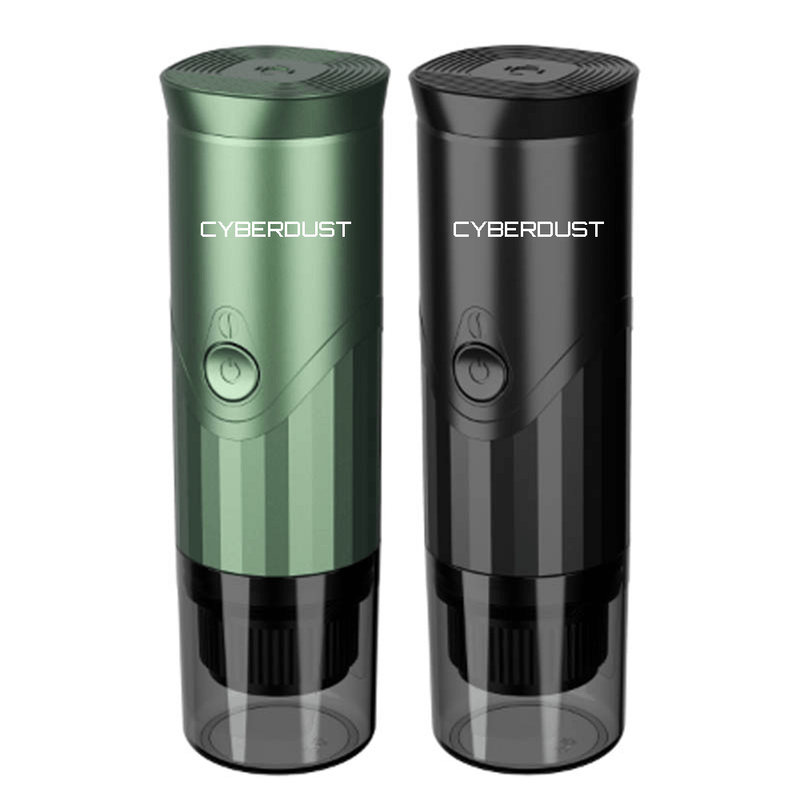 Electronice si Electrocasnice - Electrocasnice bucatarie - Preparare bauturi - Espressoare - Minipresso CYBERDUST, Espressor portabil, Verde, Compatibil cu cafea macinata si capsule de cafea - Infinity.ro