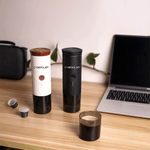 Electronice si Electrocasnice - Electrocasnice bucatarie - Preparare bauturi - Espressoare - Minipresso CYBERDUST, Espressor portabil, Negru mat, Compatibil cu cafea macinata si capsule de cafea - Infinity.ro