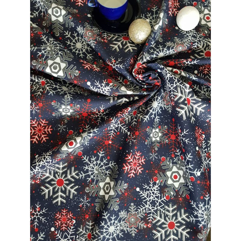 Casa si Gradina - Textile si covoare - Textile bucatarie - Fete de masa - Fata de masa Kotonia Home Winter 04, 100% bumbac, albastru cu motive de Craciun, 180x220 cm - Infinity.ro