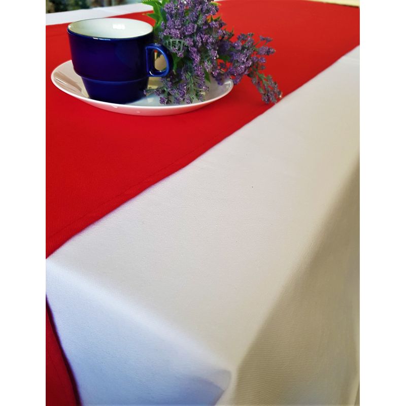 Casa si Gradina - Textile si covoare - Textile bucatarie - Fete de masa - Set Fata de masa alba cu napron rosu uni Kotonia Home Emma 03, creton, 180x220 cm + 45x180 cm, 100% bumbac - Infinity.ro