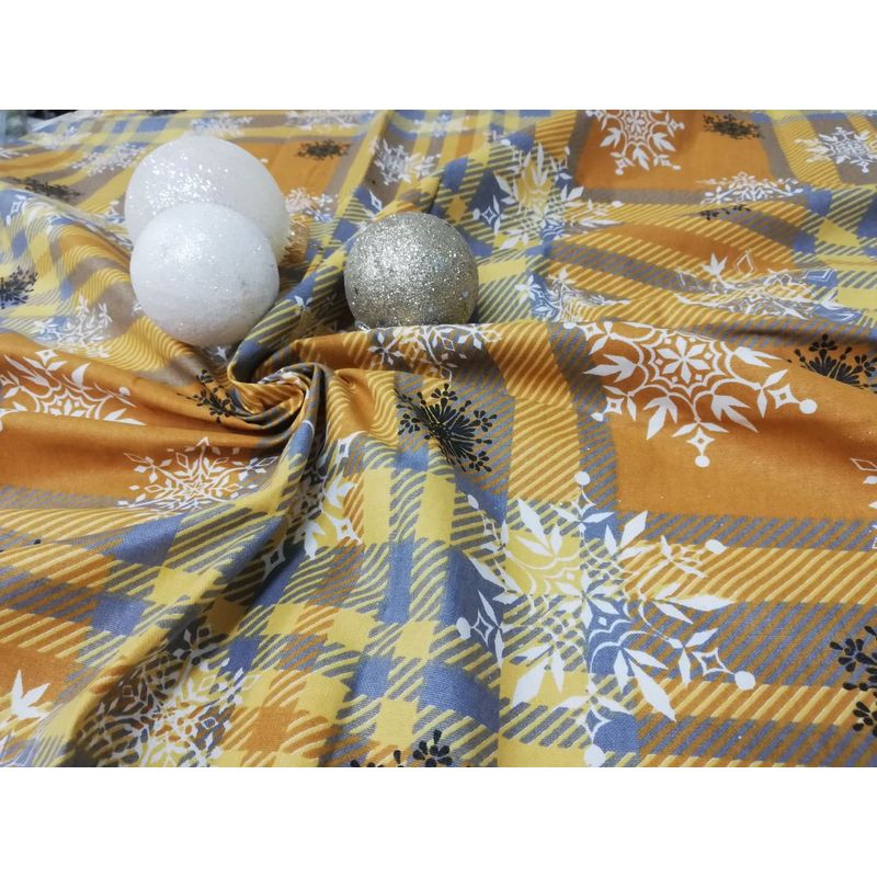 Casa si Gradina - Textile si covoare - Textile bucatarie - Fete de masa - Fata de masa Kotonia Home Snow - 160x220 cm, 100% bumbac, caramel cu motive de Craciun - Infinity.ro