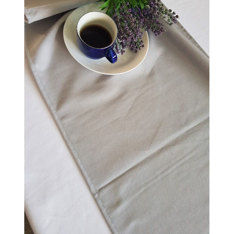 Casa si Gradina - Textile si covoare - Textile bucatarie - Fete de masa - Set Fata de masa alba cu napron gri uni Kotonia Home - Emma 01, creton, 180x220 cm + 45x180 cm, 100% bumbac - Infinity.ro