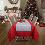 Casa si Gradina - Textile si covoare - Textile bucatarie - Fete de masa - Set Fata de masa rosie cu napron gri uni Kotonia Home Emma 06, creton, 180x220 cm + 45x180 cm, 100% bumbac - Infinity.ro