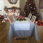 Casa si Gradina - Textile si covoare - Textile bucatarie - Fete de masa - Set Fata de masa gri cu napron alb uni Kotonia Home Emma 07, creton, 180x220 cm + 45x180 cm, 100% bumbac - Infinity.ro